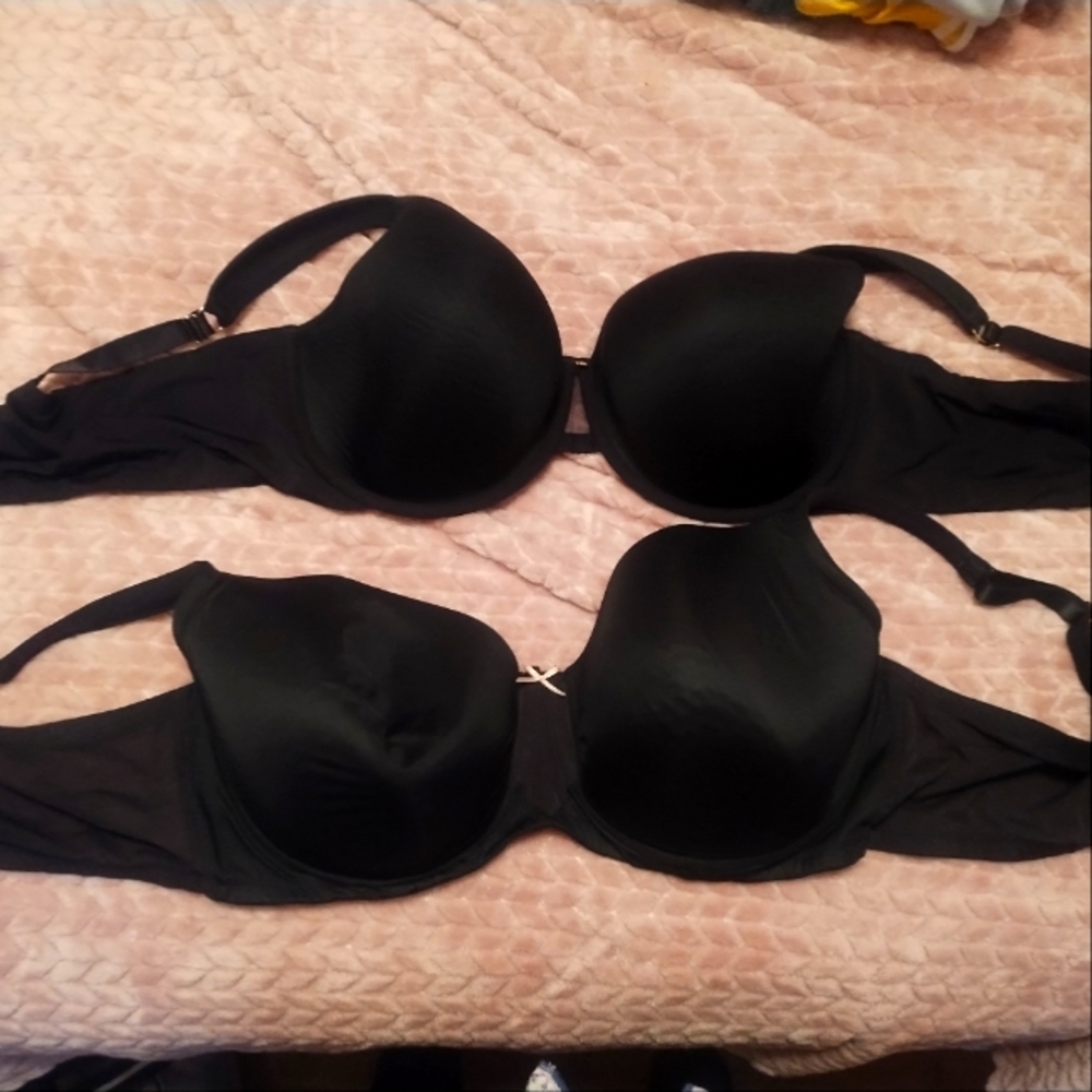2 black full coverage bras size 50DD